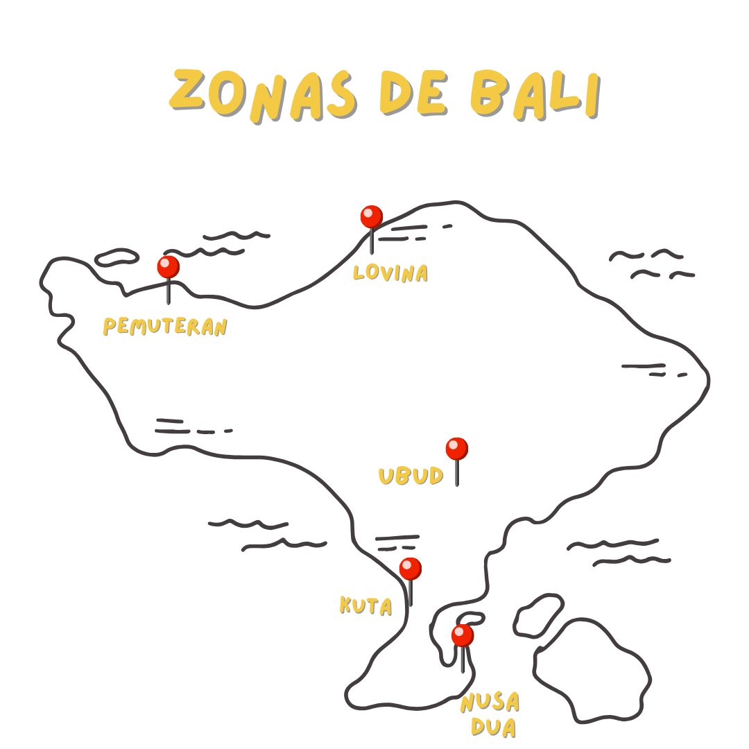 indonesia - bali - mapa zonas - viajar a bali