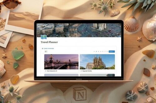 plantilla de notion itinerario de un viaje, planificador de viaje